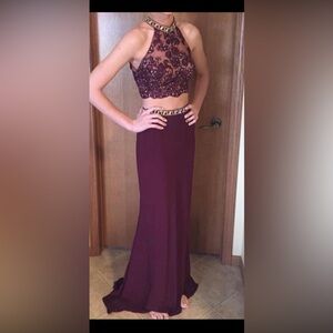 Alyce Paris Burgundy Embellished Dress